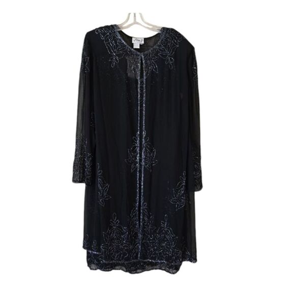 JMD New York Vintage Womens Embellished Formal Black Dress 2 Piece Size 3X Glam - Picture 2 of 16
